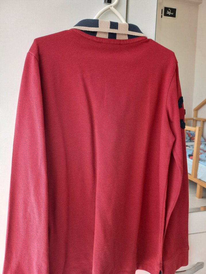 Uzun Kollu Bordo Polo Yaka Tişört - Görsel 4