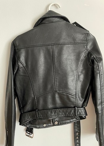 xs Beden siyah Renk Siyah Deri Kadın Biker Ceket