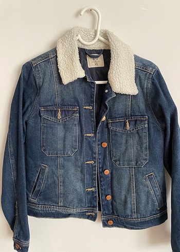 Düğmeli Kadın Mavi Denim Ceket