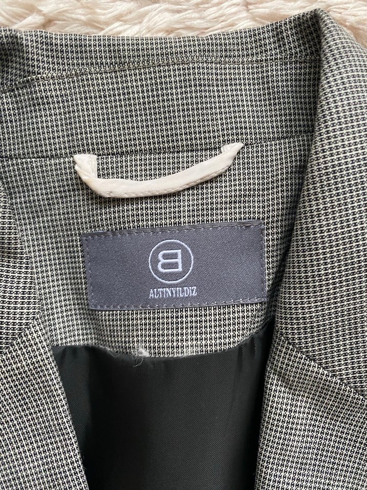 Düğmeli Gri siyah Kadın Blazer Ceket - Görsel 2