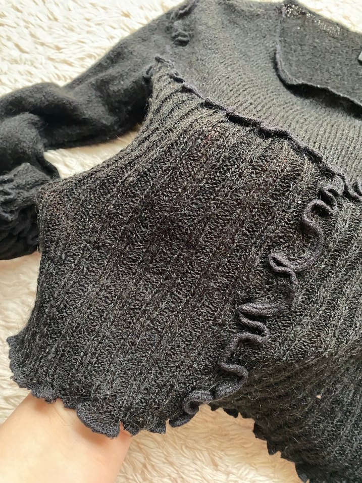 Hafif transparan siyah triko kazak - Görsel 2