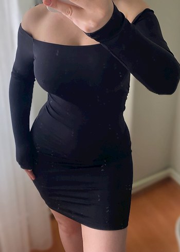 Siyah Mini Dar Kesim Elbise - Görsel 2