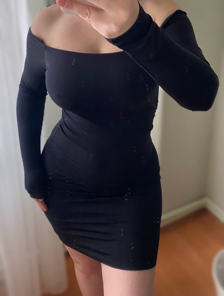 Siyah Mini Dar Kesim Elbise - Görsel 2