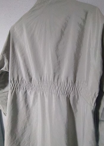 Düğmeli Gri Uzun Keten Elbise - Görsel 4