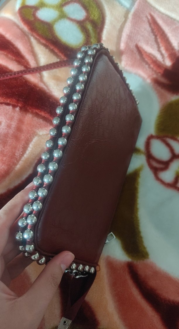 bordo Parlak Deri Kadın Çanta - Görsel 3