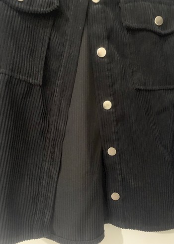 Siyah Düğmeli Kadın Denim Gömlek ceket - Görsel 3