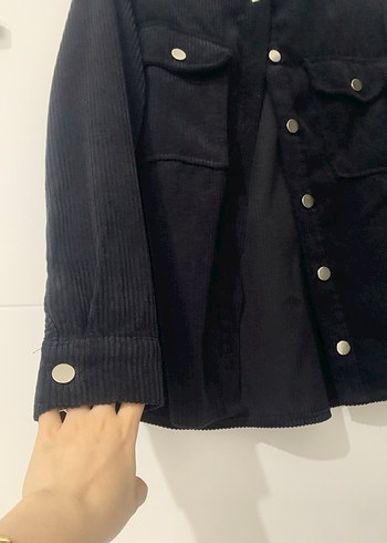 Siyah Düğmeli Kadın Denim Gömlek ceket - Görsel 4