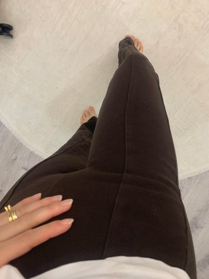 Kadın Kahverengi Regular Fit Triko Pantolon - Görsel 2