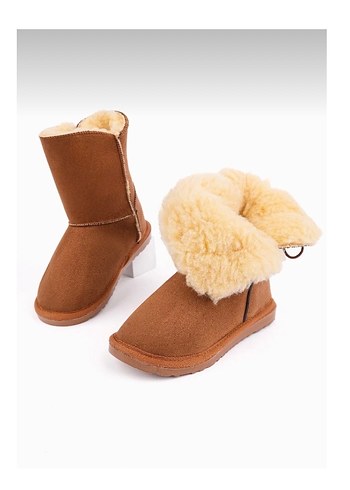 Düğmeli Kahverengi Süet Kadın Bot - Görsel 3