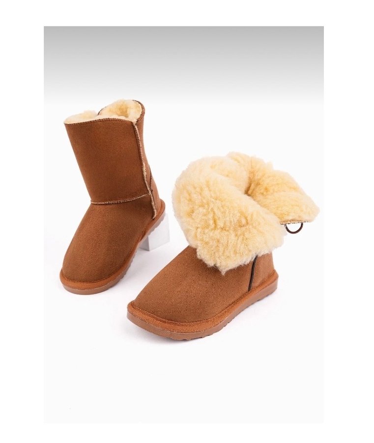 Düğmeli Kahverengi Süet Kadın Bot - Görsel 3