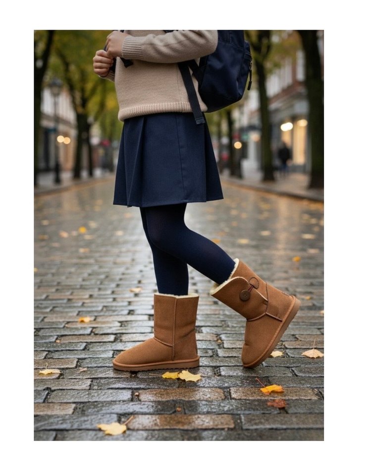 Düğmeli Kahverengi Süet Kadın Bot - Görsel 2