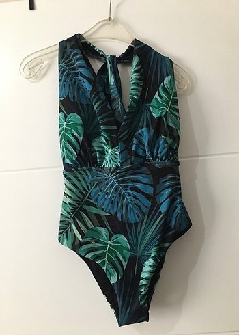 Yeşil Bohem Desenli Drapeli Kadın Mayo - Görsel 3