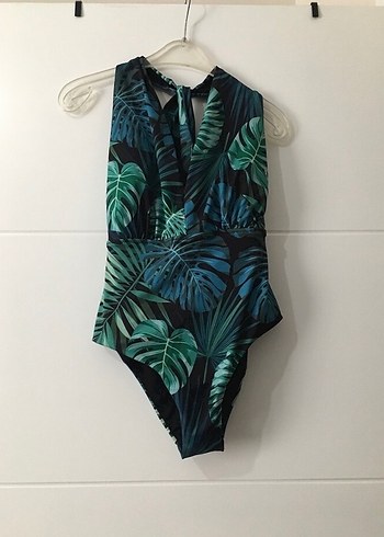 Yeşil Bohem Desenli Drapeli Kadın Mayo - Görsel 2