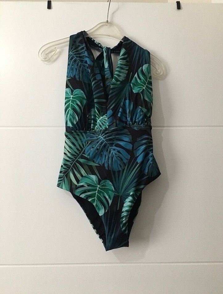 Yeşil Bohem Desenli Drapeli Kadın Mayo - Görsel 2