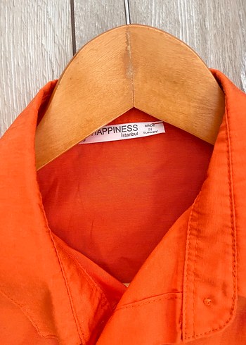 Turuncu crop gömlek - Görsel 3