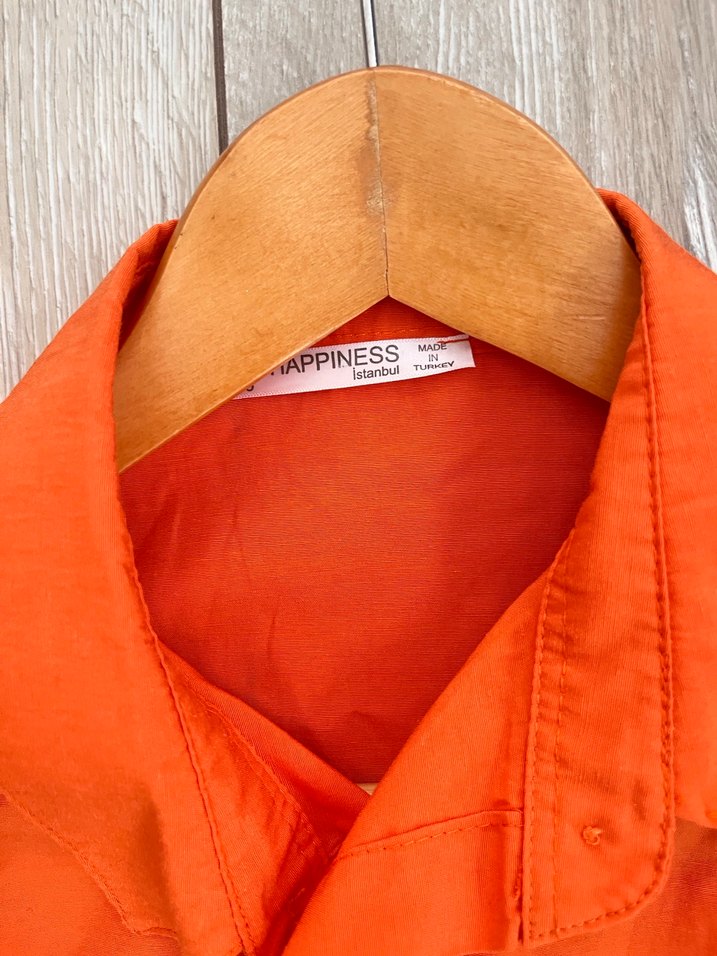 Turuncu crop gömlek - Görsel 3