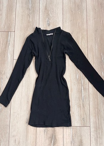 Siyah Mini Triko Elbise - Görsel 2