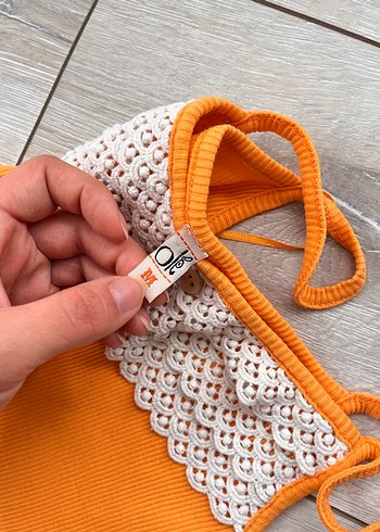 Vintage Dantel Detaylı Turuncu İnce Askılı Bluz - Görsel 5