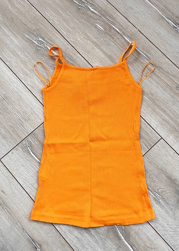 Vintage Dantel Detaylı Turuncu İnce Askılı Bluz - Görsel 4