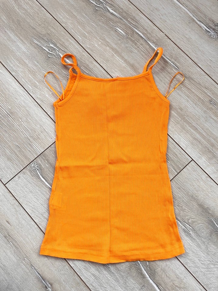 Vintage Dantel Detaylı Turuncu İnce Askılı Bluz - Görsel 4