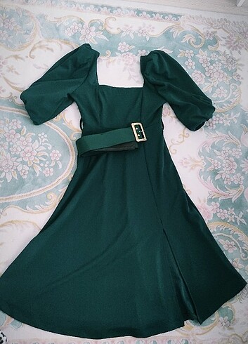 Diğer Midi boy zümrüt yeşili elbise 