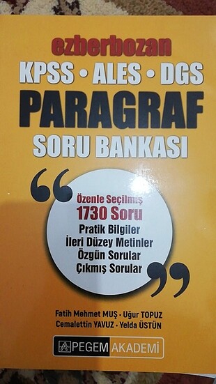 YKS Pegem Akademi Paragraf Soru Bankası