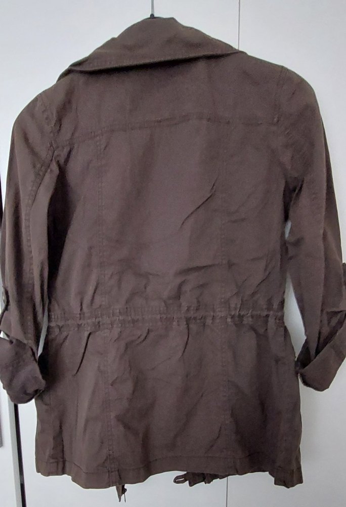 Düğmeli, Midi Boy, Bol Kesim haki Kadın Ceket - Görsel 2