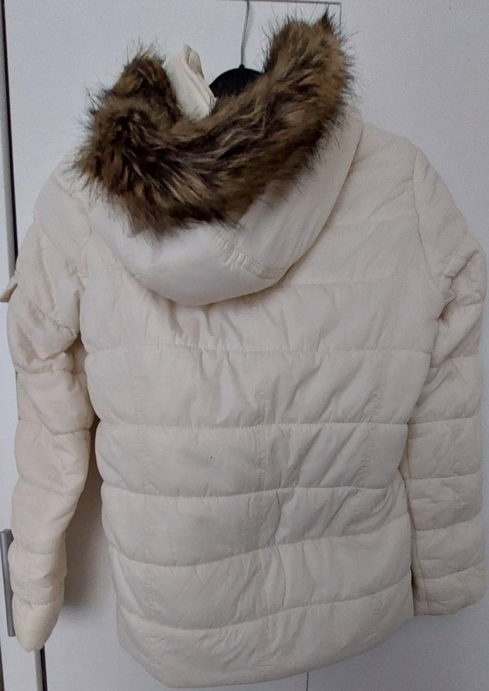 Kadın Ekru Fermuarlı Kış Montu - Görsel 2