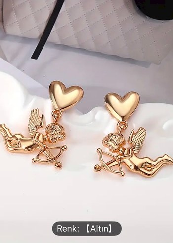 Altın Renkli Aşk Meleği Küpeler - Görsel 3