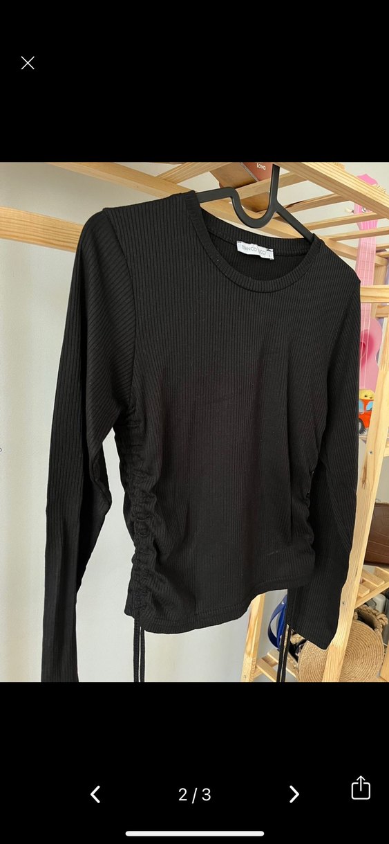 Kadın Siyah Uzun Kollu Basic Bluz - Görsel 2