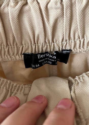 Kemer Detaylı Bej Kadın Keten Pantolon - Görsel 3