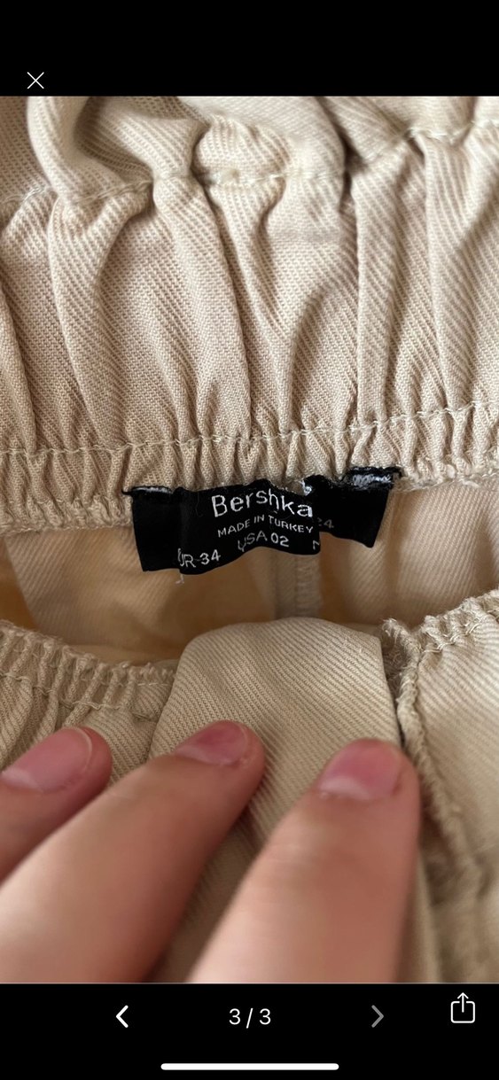 Kemer Detaylı Bej Kadın Keten Pantolon - Görsel 3