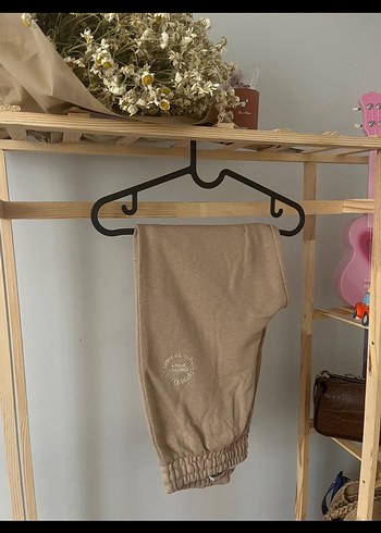 Bej Midi Kadın Keten Sweatpants - Görsel 4