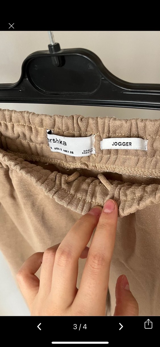 Bej Midi Kadın Keten Sweatpants - Görsel 3