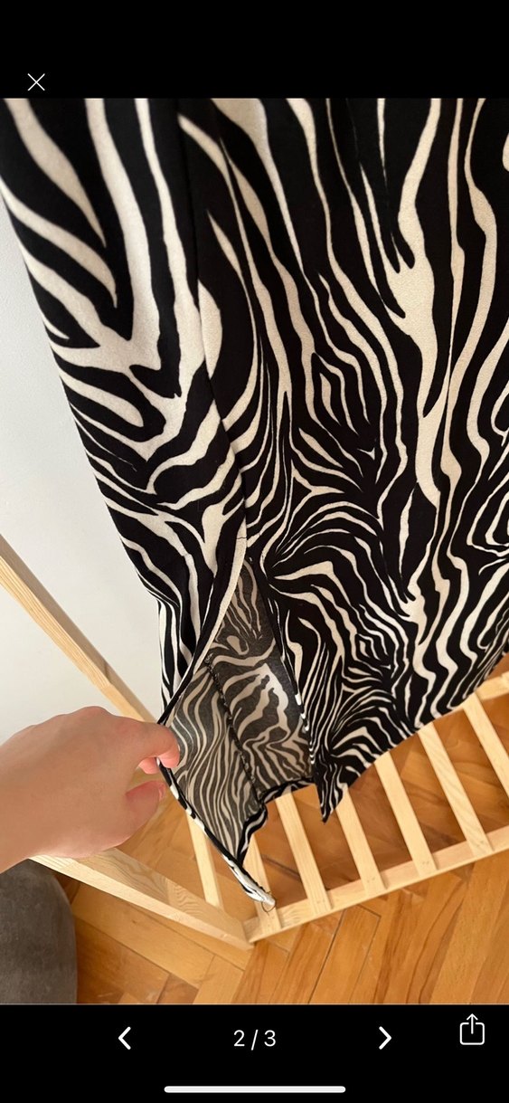 Zebra Desenli Uzun Pilili Kadın Etek - Görsel 2