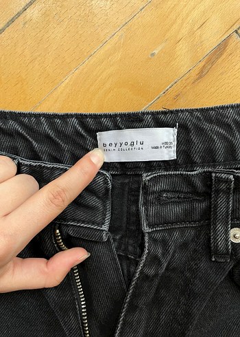 Siyah Kadın Regular Fit Midi Denim Pantolon - Görsel 2