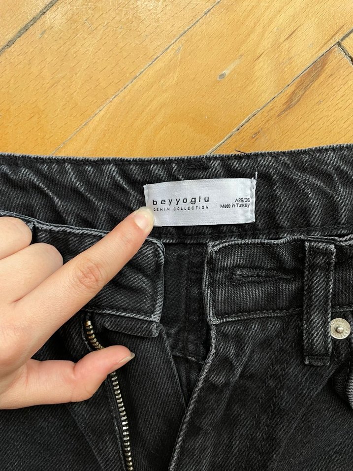 Siyah Kadın Regular Fit Midi Denim Pantolon - Görsel 2