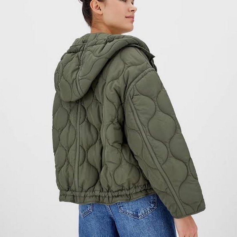 Yeşil Kapüşonlu Düğmeli Kadın Ceket - Görsel 2