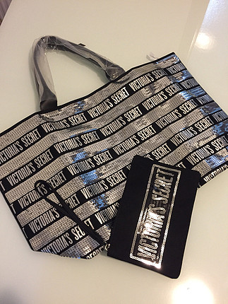 universal Beden Victorias secret gümüş pullu weekender tote