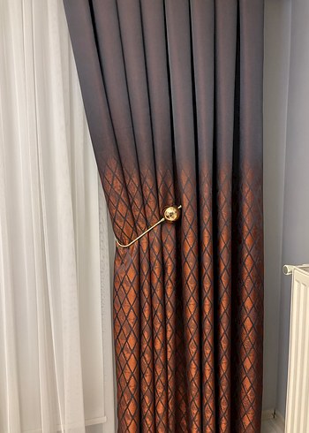 Parlak Kahverengi Yılan Desenli Modern Perde - Görsel 4