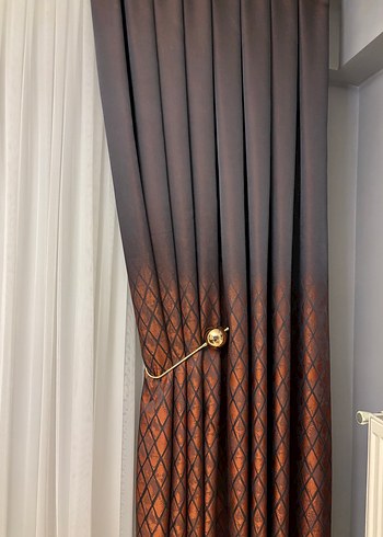 Parlak Kahverengi Yılan Desenli Modern Perde - Görsel 3