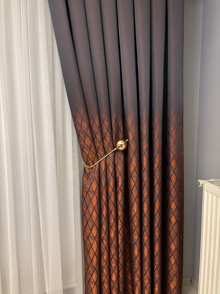 Parlak Kahverengi Yılan Desenli Modern Perde - Görsel 4