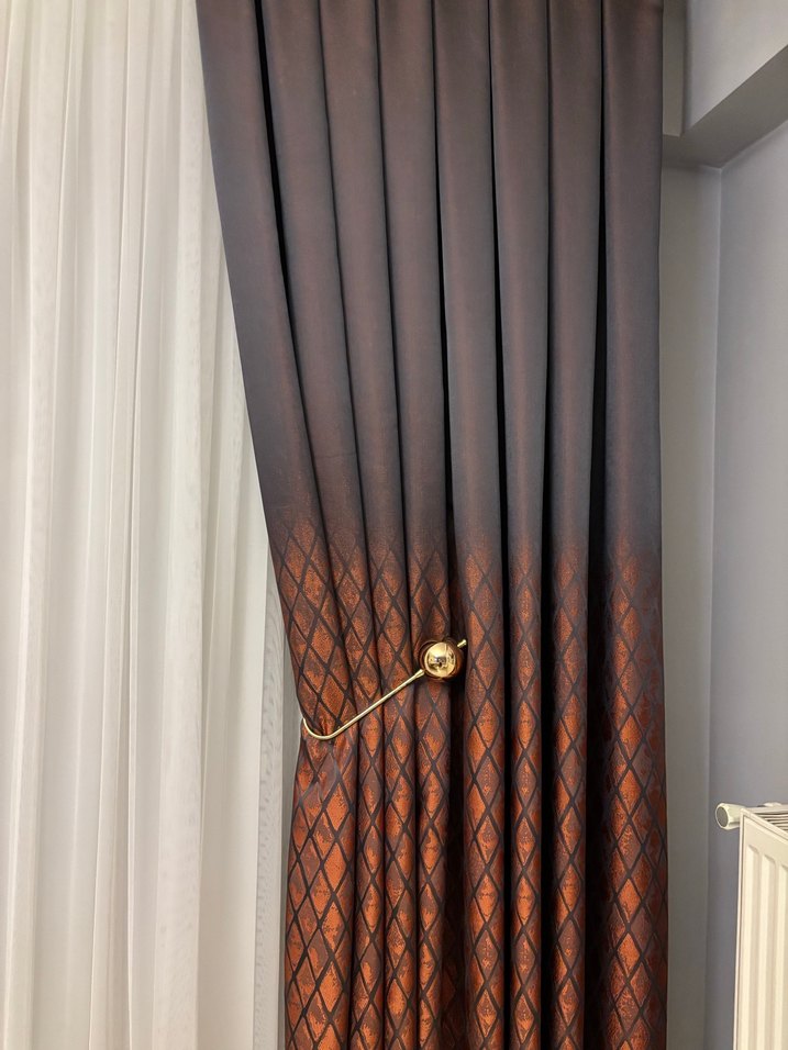 Parlak Kahverengi Yılan Desenli Modern Perde - Görsel 3