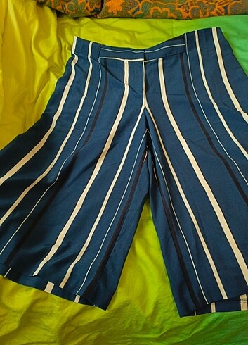 Geniş paça wide leg salaş pantolon lacivert çizgili