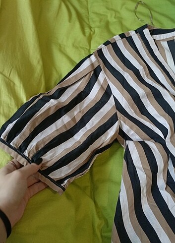 Zara Zara Kruvaze Çizgili Bluz