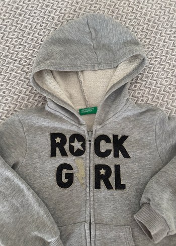 Kız Çocuk Gri Kapüşonlu Sweatshirt - Görsel 2