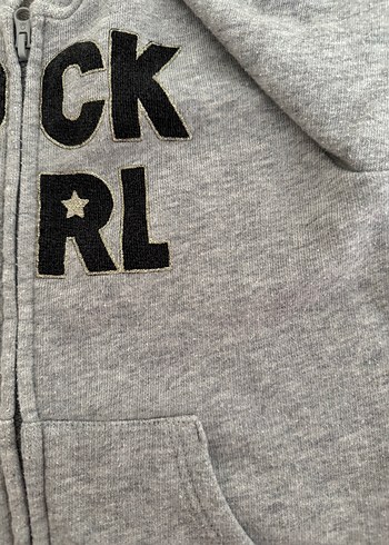 Kız Çocuk Gri Kapüşonlu Sweatshirt - Görsel 5