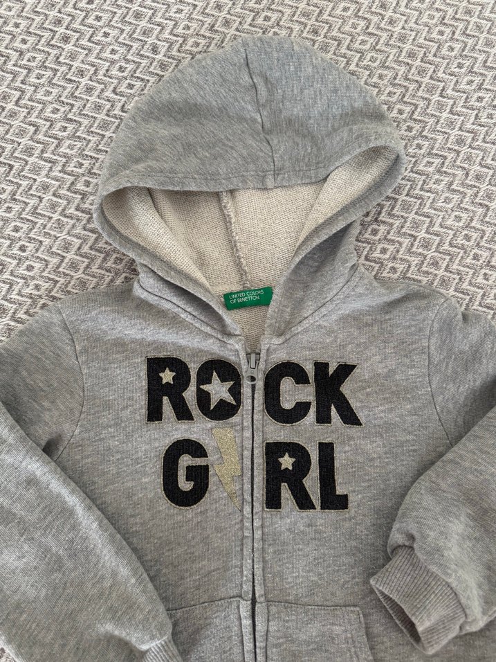 Kız Çocuk Gri Kapüşonlu Sweatshirt - Görsel 2