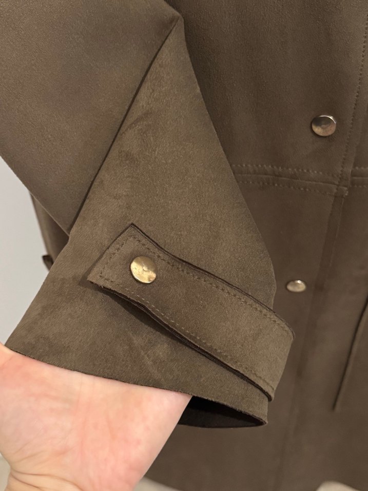 Zara Kadın Süet haki Uzun Kollu ceket - Görsel 4