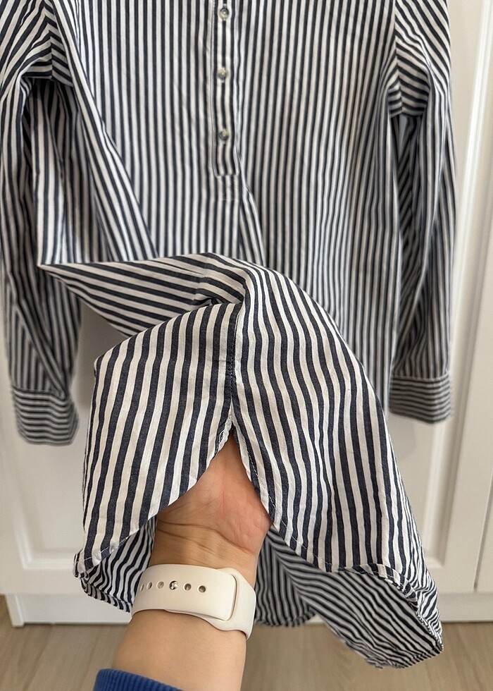 Mavi jeans gömlek tunik - Görsel 2